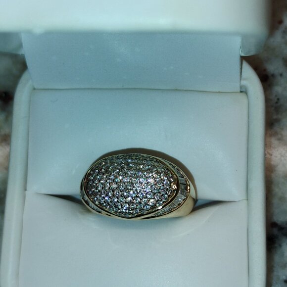14k yellow gold and diamond dome ring